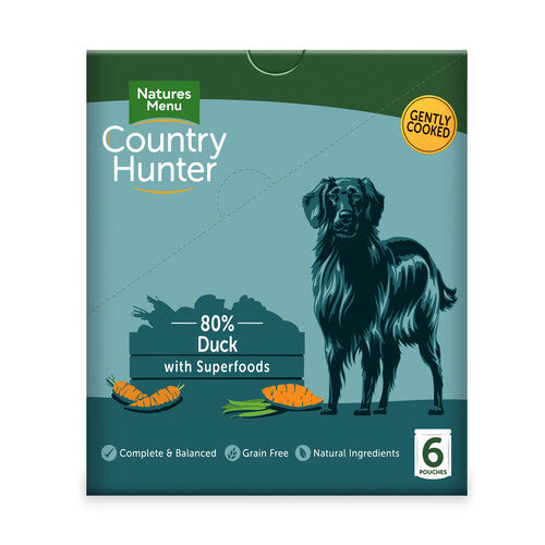 Natures Menu Country Hunter Superfood Grain Free Duck Wet Dog Food Pouches 6 x 150g Natures Menu Pets Friends