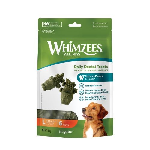 Whimzees Alligator Dental Dog Chew Treat Pack 117mm Large 6 Pack Whimzees Pets Friends