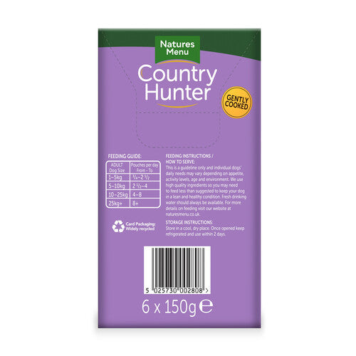 Natures Menu Country Hunter Superfood Grain Free Turkey Wet Dog Food Pouches 6 x 150g Natures Menu Pets Friends