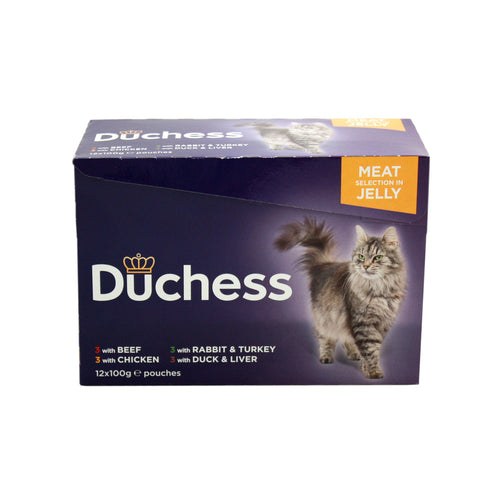 Duchess Adult Wet Cat Food Pouches Meat in Jelly 12 x 100g