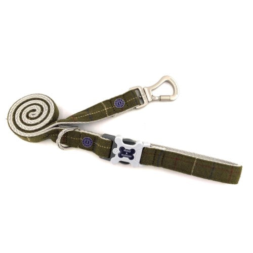 Hugo Hudson Green Tweed Dog Lead M L